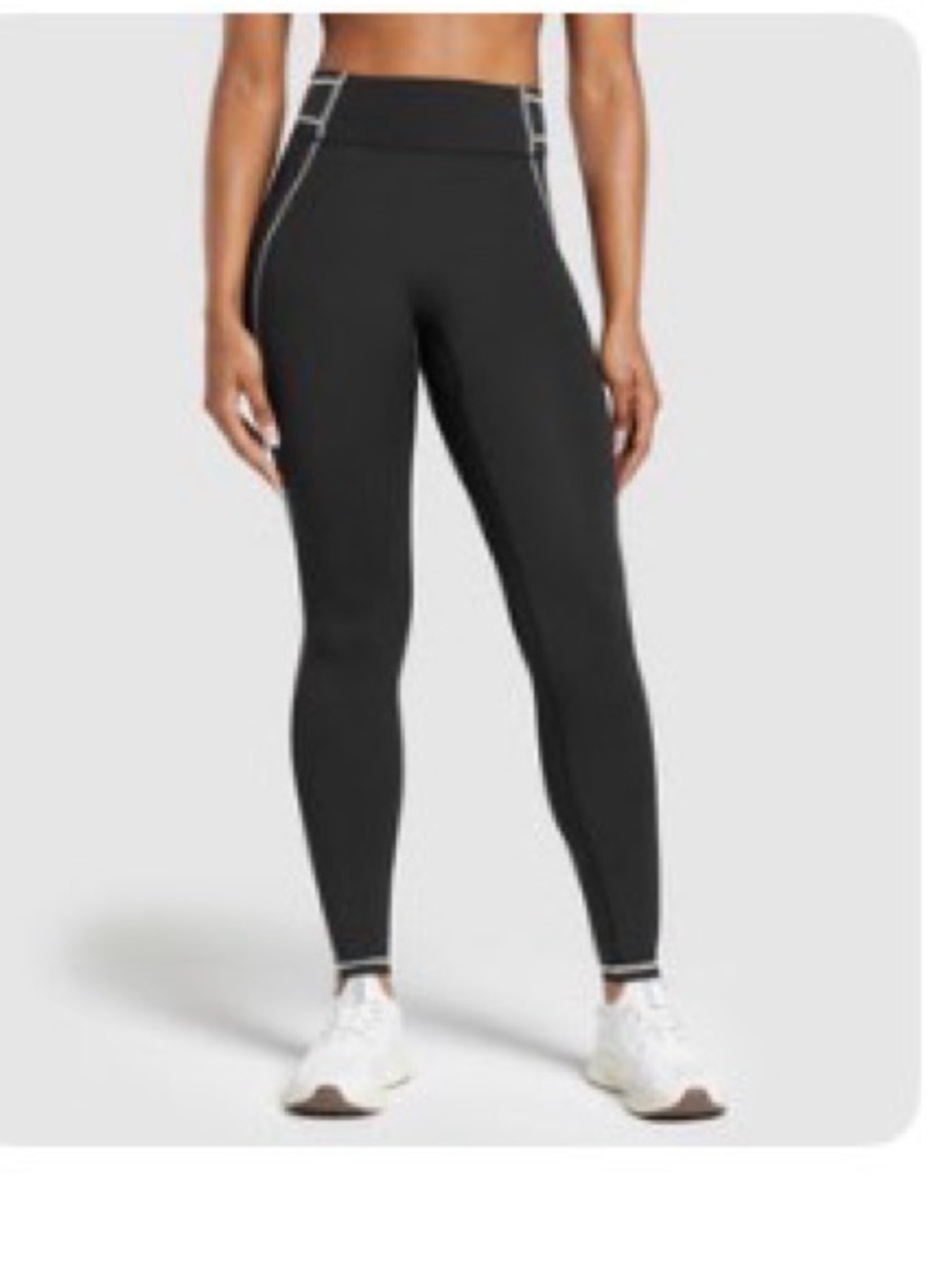 Gymshark Black High-Waist Leggings with White Contrast Stitching
